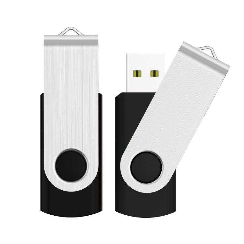 JUANWE 128GB Flash Drive 2 PCS, 2.0 Thumb Drive USB Drives Pendrive for File Storage Data Transfer, High Capacity Zip Drive Portable USB Storage Flashdrives 360Â° Swivel Cap, Jump Drive 128GÃ—2 Black - Image 1